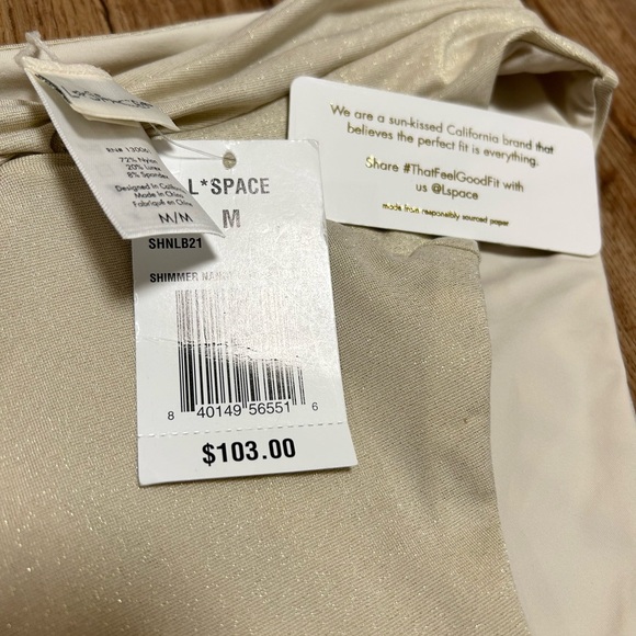 L*Space Shimmer Nancy Lee Bitsy Swim Bottoms Bone Sz M - Picture 6 of 7